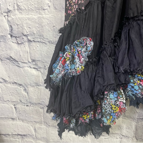 Free People Avery Slip Dress Sheer Floral Distressed Ruffle Hem Petticoat Dress - Picture 7 of 12
